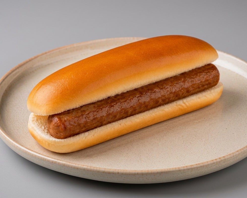 Super Pasta Dutch-style chicken frikandel served in a soft bun